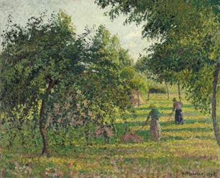Apfelbäume und Heuarbeiterinnen, Eragny